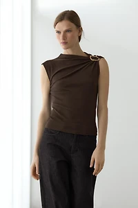 Asymmetric top with rhinestone detail
