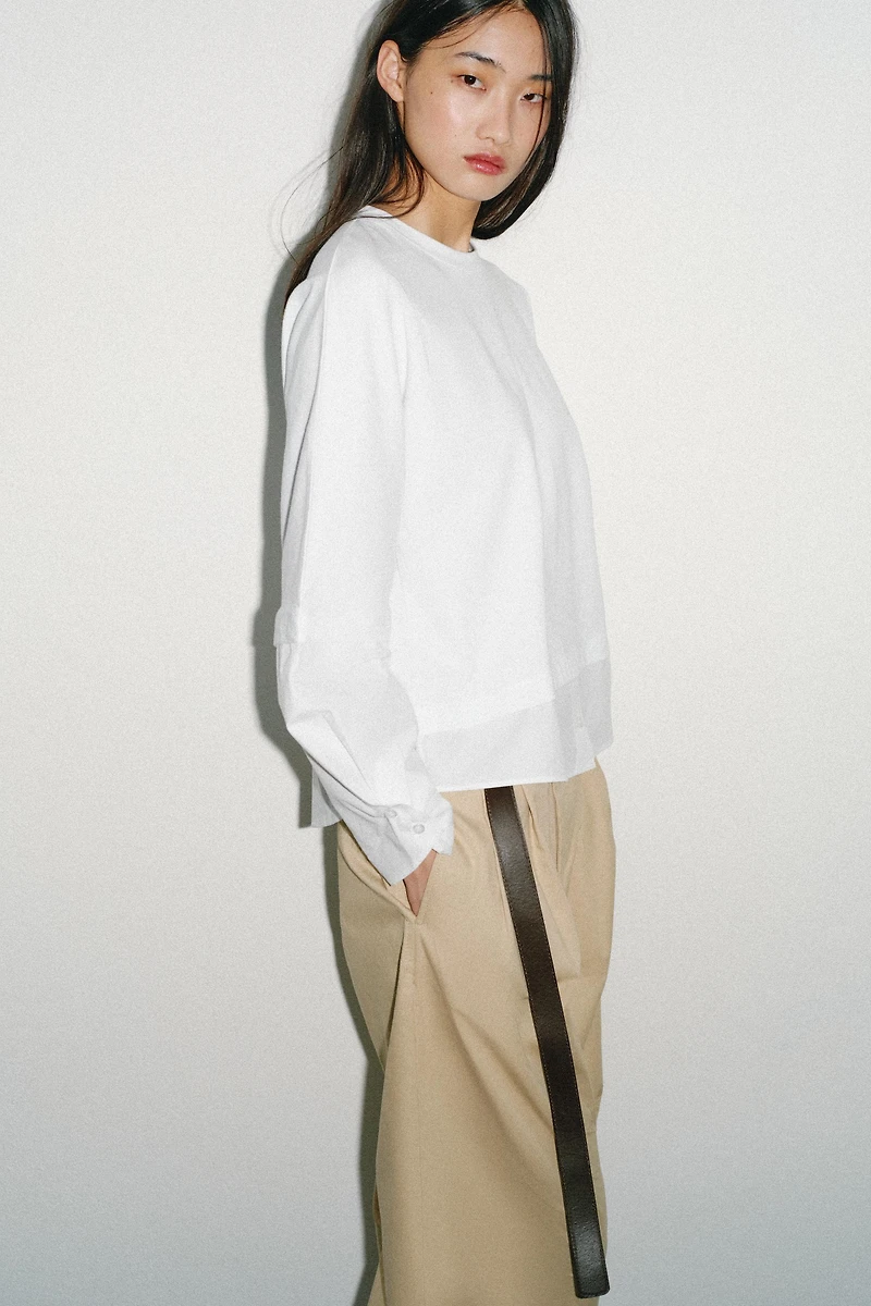 COMBINED POPLIN T-SHIRT