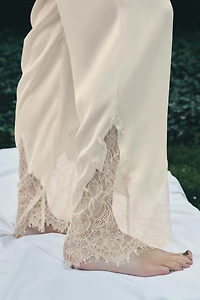 SATIN EFFECT LACE PANTS