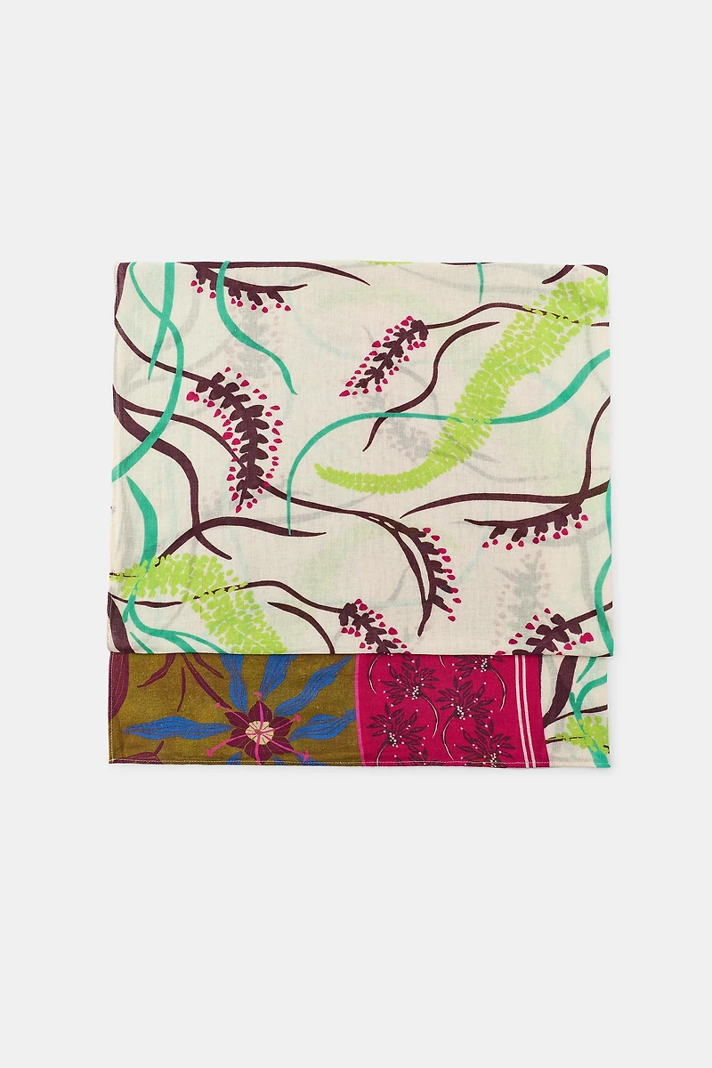 LINEN BLEND PRINTED SCARF