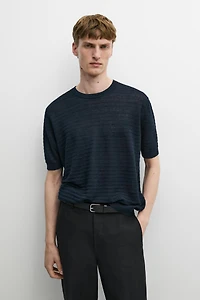 Pull en maille 100 % lin à manches courtes