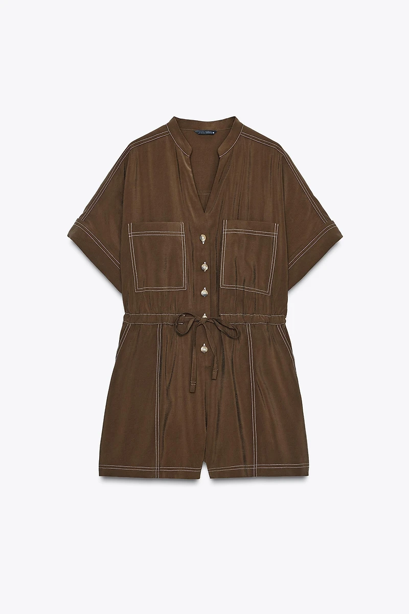 SHORT JUMPSUIT WITH TOPSTITCHING