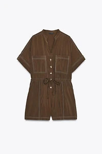 SHORT JUMPSUIT WITH TOPSTITCHING