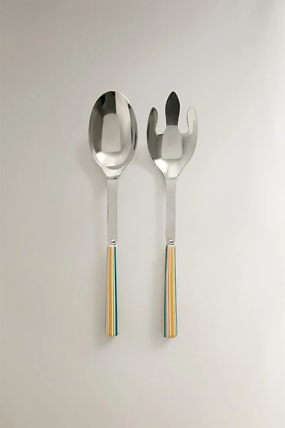 CERAMIC HANDLE SALAD CUTLERY SET (SET OF 2)