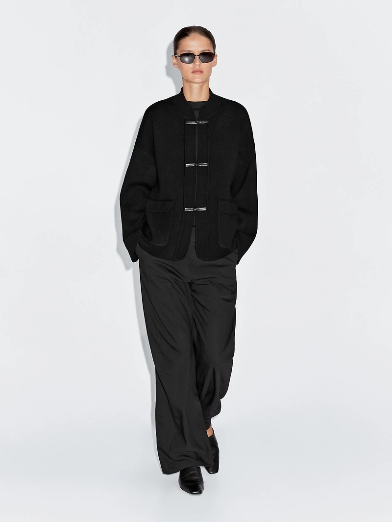 Veste en maille à col mao mélange de laine