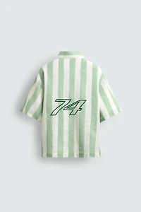 PRINTED GRAPHIC BOXY FIT POLO SHIRT