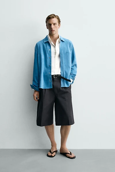 REGULAR FIT SUEDE LEATHER OVERSHIRT