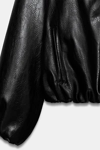 FAUX LEATHER BOMBER JACKET