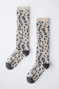 THERMAL ANIMAL PRINT LONG SOCKS