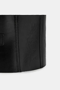 TEXTURED LEATHER CORSET BELT
