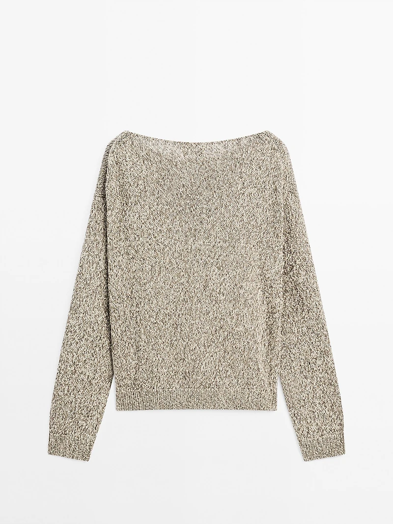 Pull en maille moulinée à col bateau