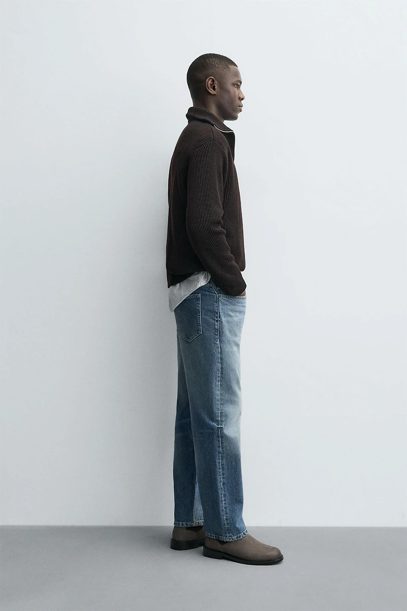 PULL EN MAILLE PERLÉE À COL ZIPPÉ