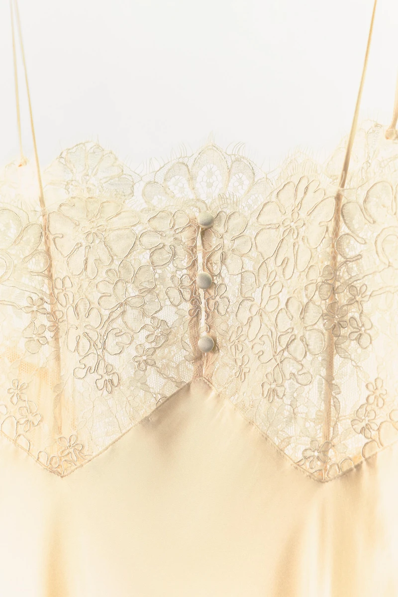 SATIN LACE SLIP DRESS
