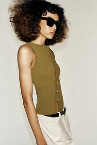 ASYMMETRIC BUTTONED KNIT TOP