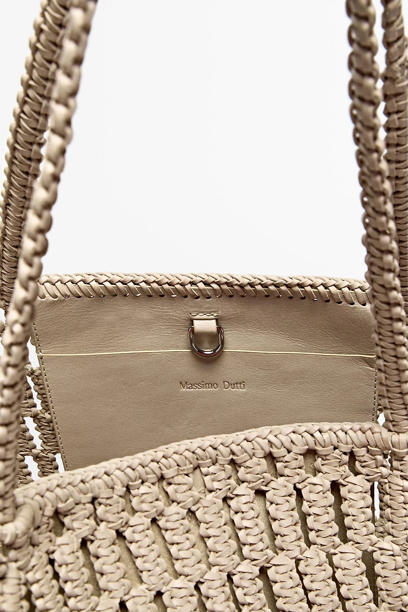 Braided nappa leather shopper bag