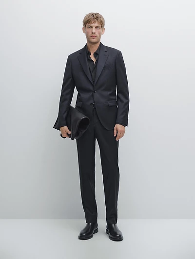 Pantalon de costume à rayures tennis en laine