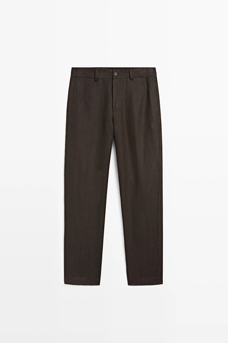 100% linen pants with elastic waist
