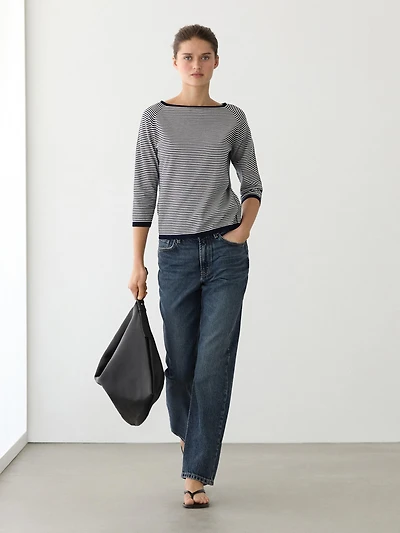 100% cotton striped knit sweater