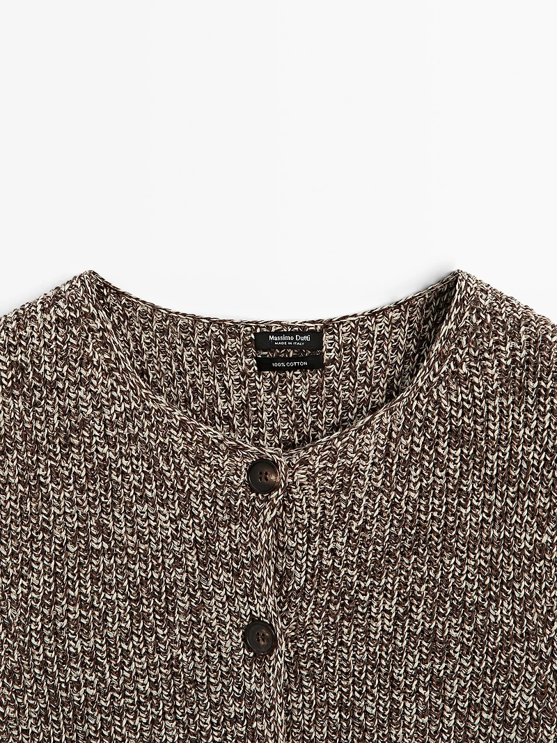 100% cotton mouliné round neck vest