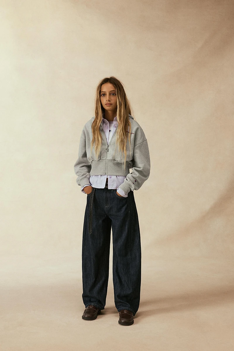 CHAMPION ® X ZARA FLOCKED TEXT ZIP-UP SWEATSHIRT