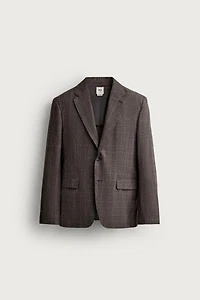 LINEN-WOOL CHECKERED SUIT JACKET