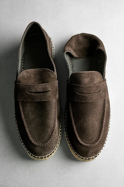 Split leather espadrilles with penny strap
