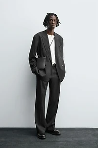 STRIPED DOUBLE BREASTED SUIT BLAZER