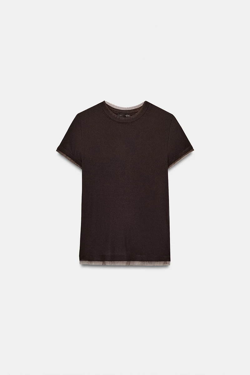 T-SHIRT EN MATIÈRES VARIÉES TULLE