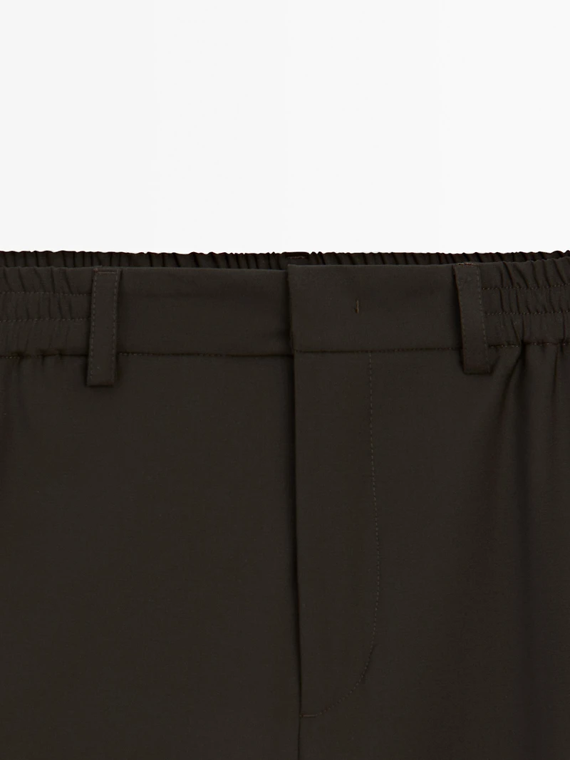 Wool blend jogger fit trousers