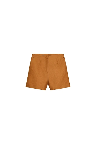 LINEN SHORTS WITH COVERED BUTTON