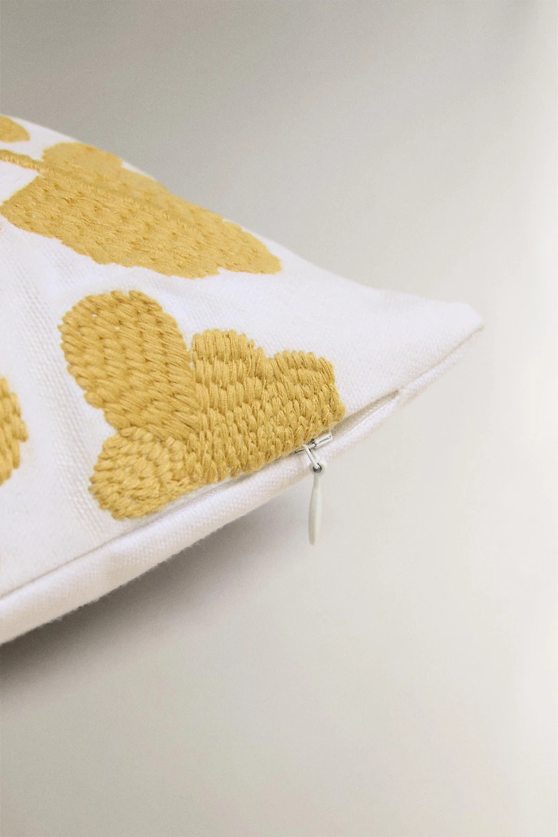 EMBROIDERED FLORAL THROW PILLOW COVER