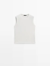 Sleeveless linen blend T-shirt