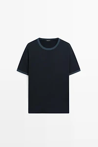 T-shirt 100 % coton col contrastant