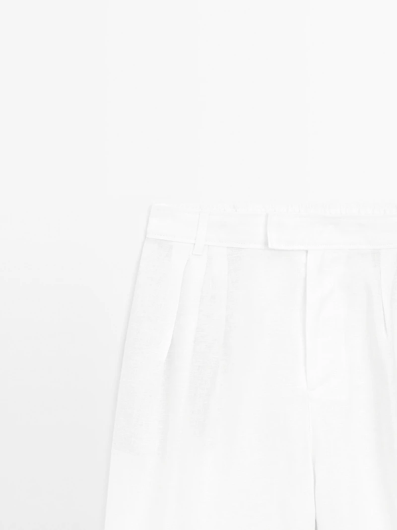 100% linen triple darted trousers