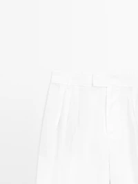 100% linen triple darted trousers