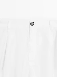 100% linen wide-leg mid-rise trousers