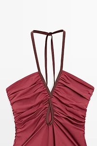 Swimsuit with contrast gathered detail