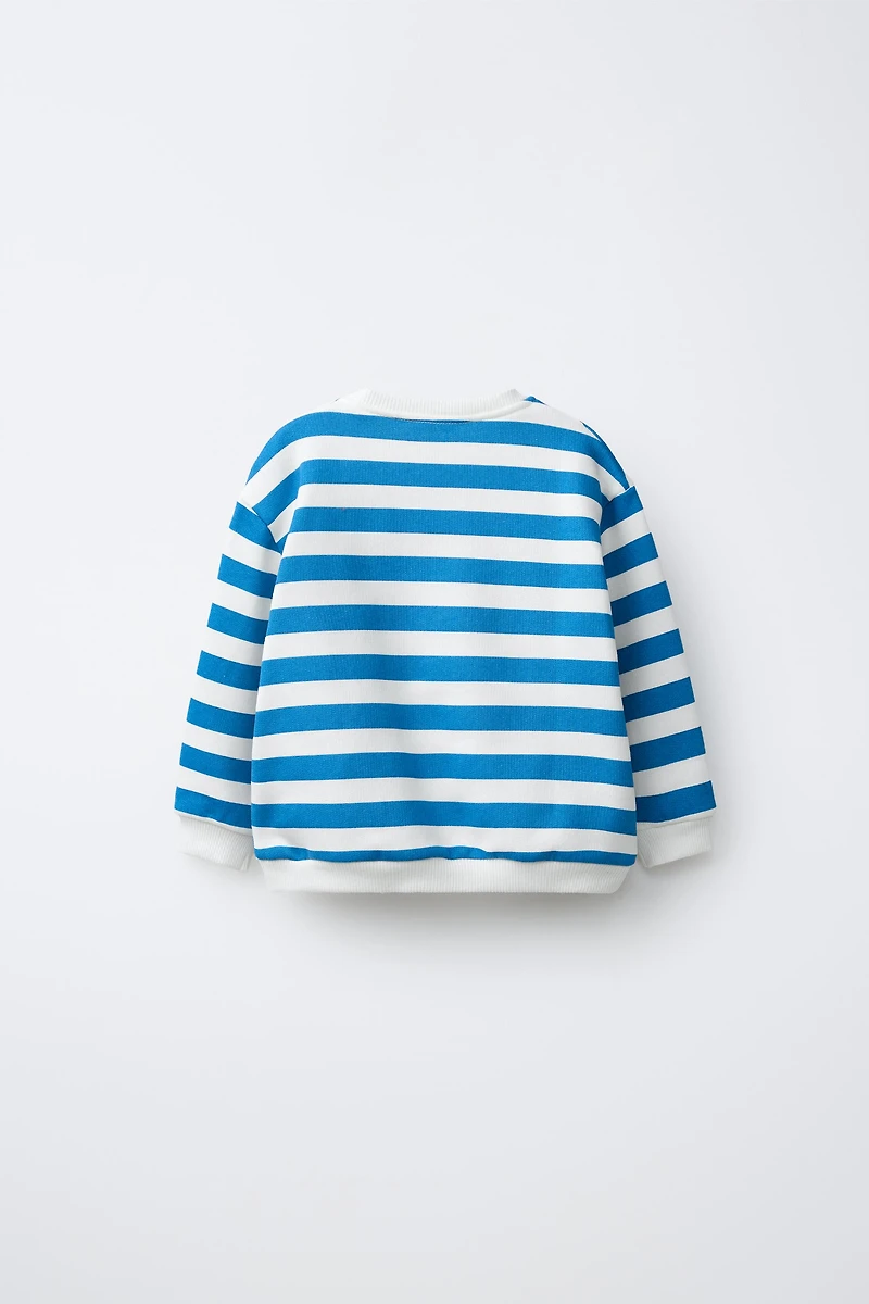 STRIPED SWEATSHIRT WITH CRAB EMBROIDERY