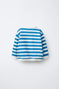 STRIPED SWEATSHIRT WITH CRAB EMBROIDERY