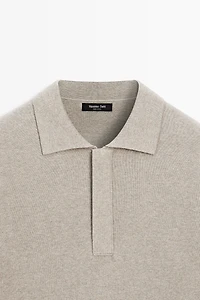 Cotton blend knit zip polo sweater