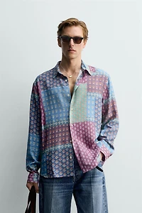 RELAXED FIT PATCHWORK PRINT SHIRT