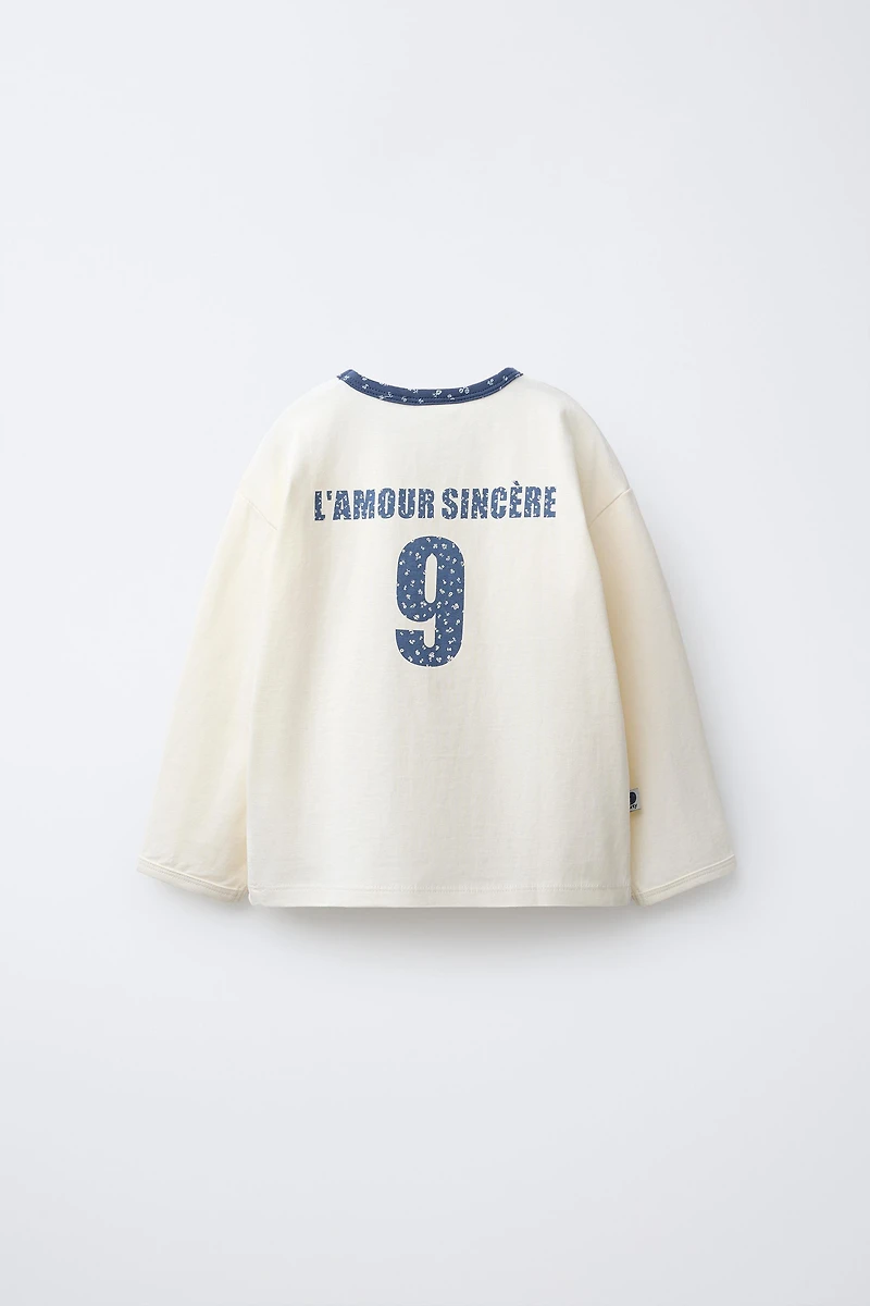 TEXT AND FLORAL PRINT T-SHIRT