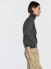 Pull maille col montant avec laine