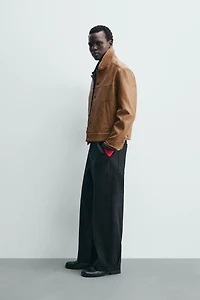 REGULAR FIT FAUX LEATHER OVERSHIRT