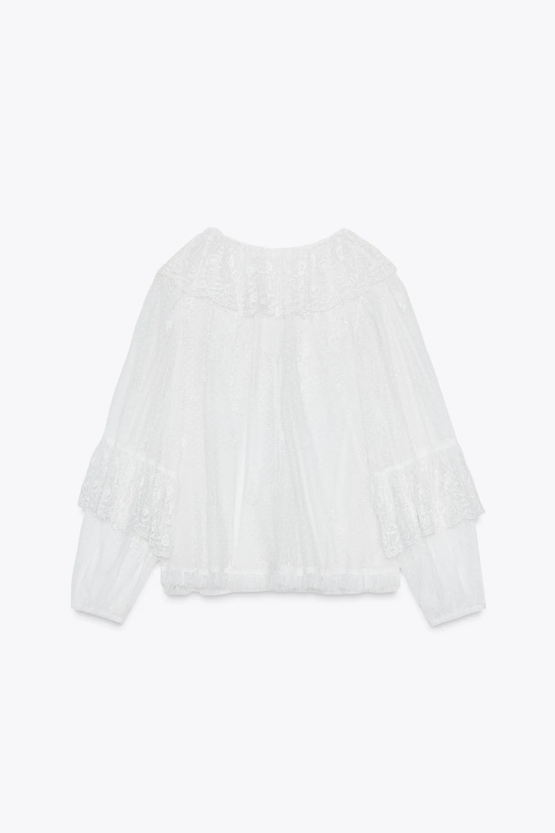 BLOUSE ROMANTIQUE SEMI-TRANSPARENTE