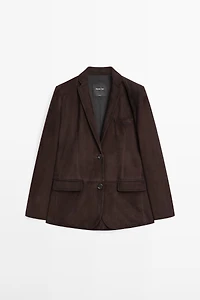 Blazer 100% cuir effet daim