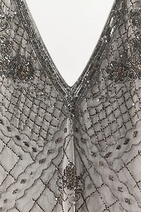 EMBROIDERED BEADED TULLE DRESS