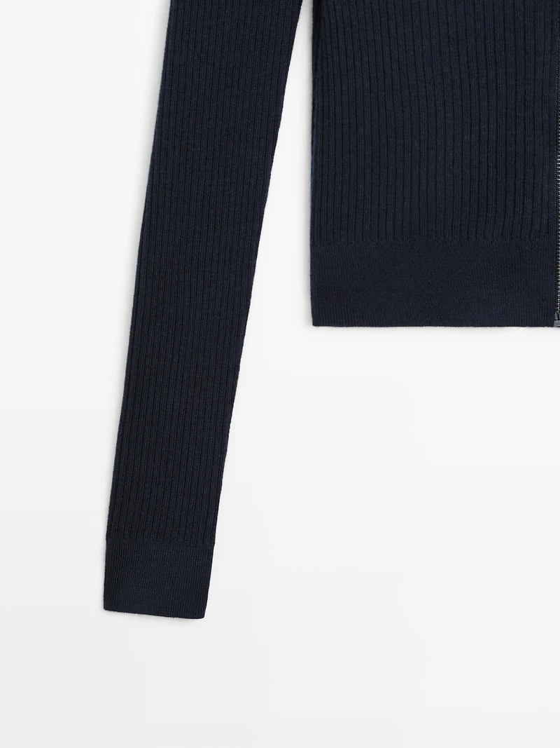 Cardigan à fermeture Éclair 100 % laine