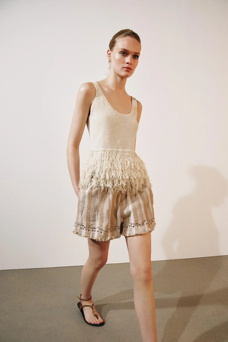 ZW COLLECTION RUSTIC STRIPED BERMUDA SHORTS