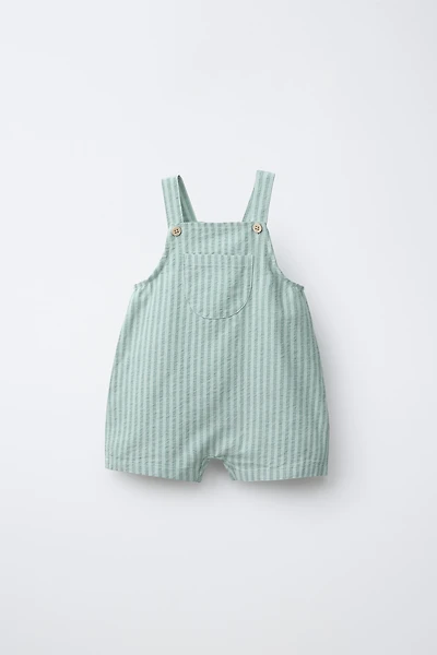 STRIPED OVERALL SHORTS